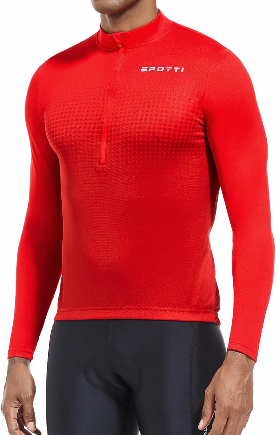 Spotti Men's Cycling Bike Jersey Long Sleeve with 3 Rear Pockets - Moisture Wicking, Breathable, Quick Dry Biking Shirt