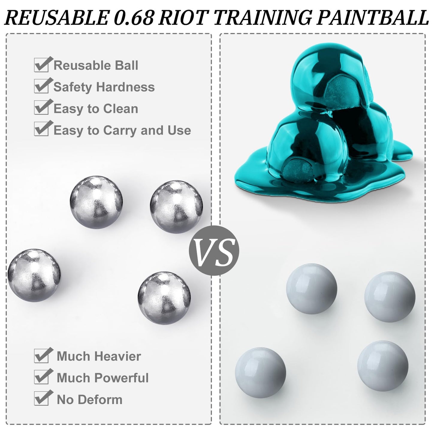 Gisafai 150 Pcs 68 Caliber Aluminum Paintball Ammo Practice Paintball Powerful Non Lethal for Shooting Training Practice