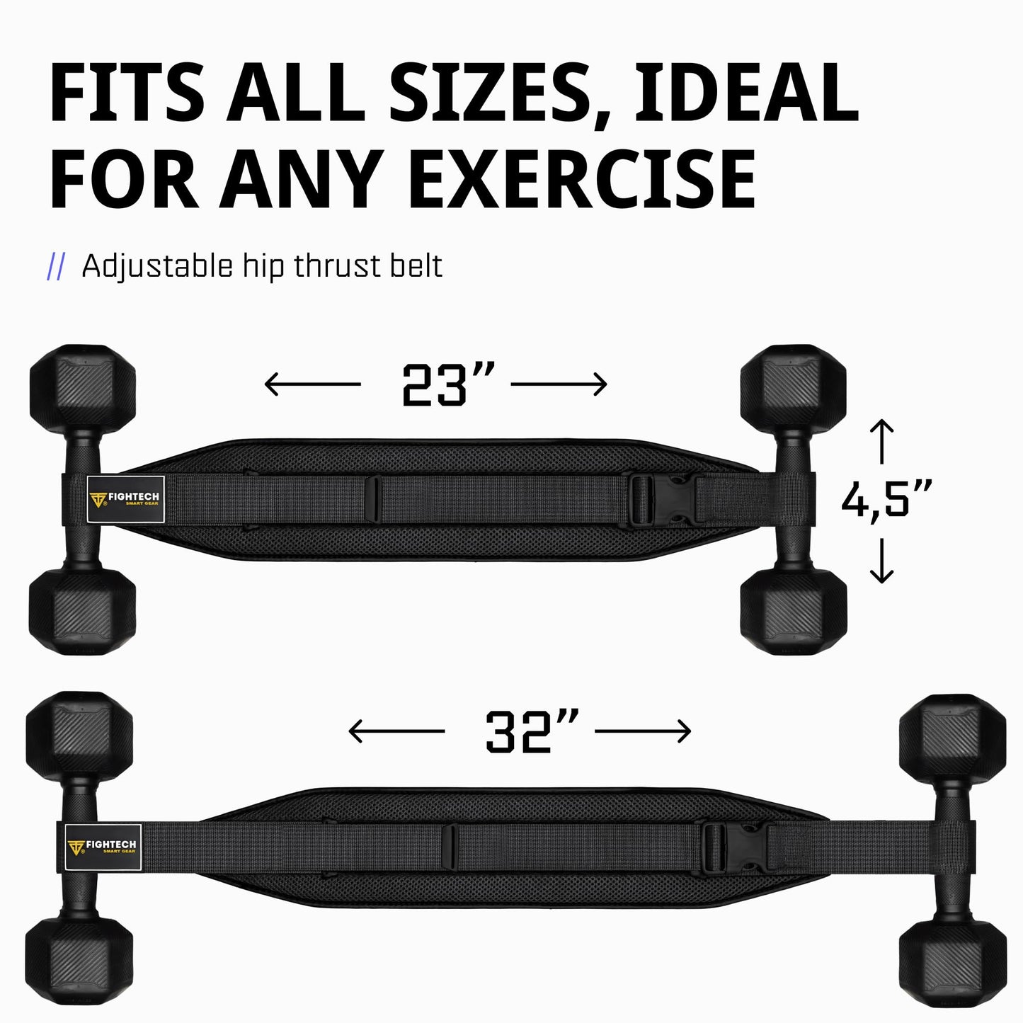 Exercise Hip Thrust Belt with Slip-Resistant Padding - Easy to Use with Dumbbells, Kettlebells, or Plates - Protects Your Hips for Gym, Home Workouts, or On the Go (Black)