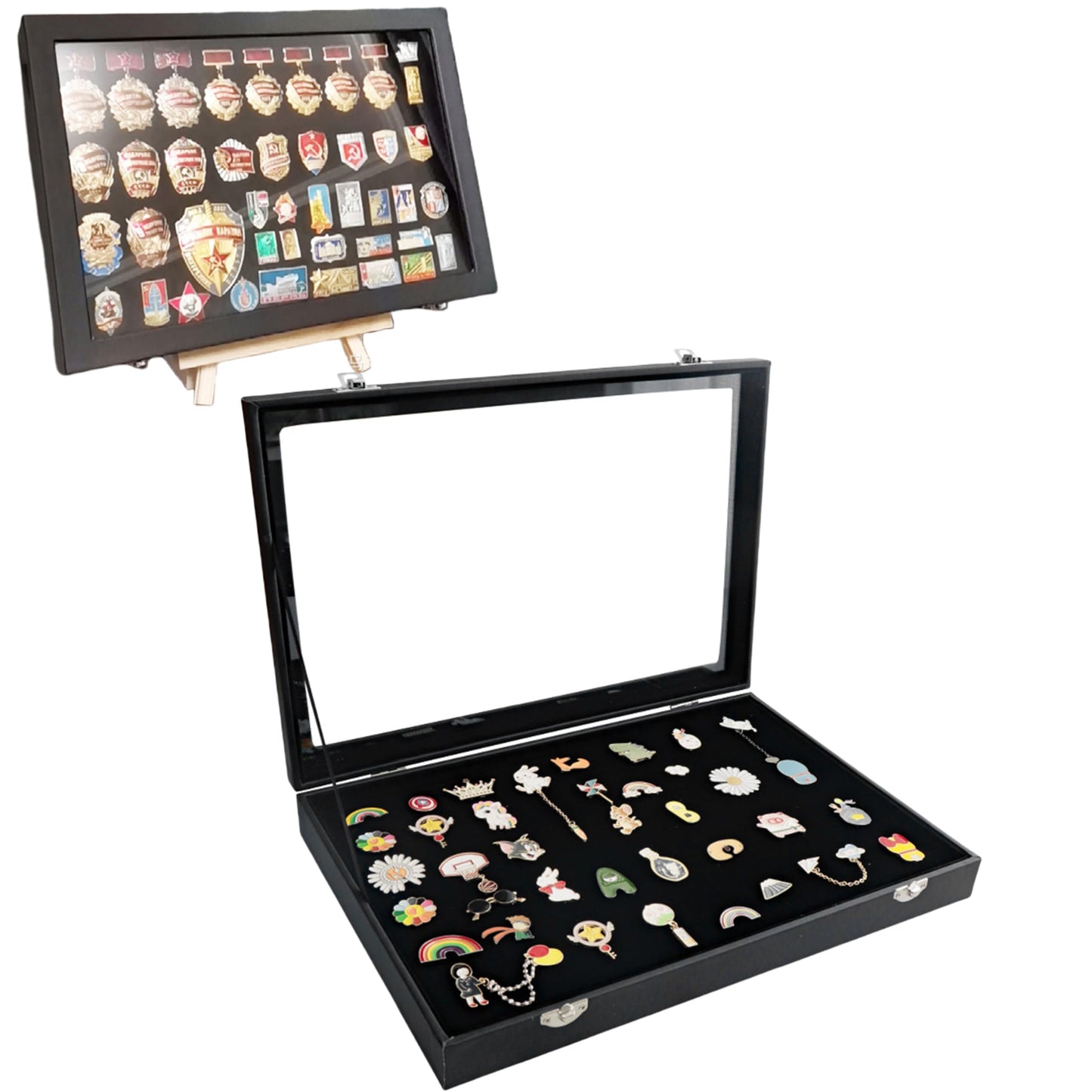 AMBOJIE Enamel Pin Display Case - Military, Insignia Ribbons, Medals, Beach Tags, Gift, Jewelry Pins, Collectibles 14" X9.8" Inch