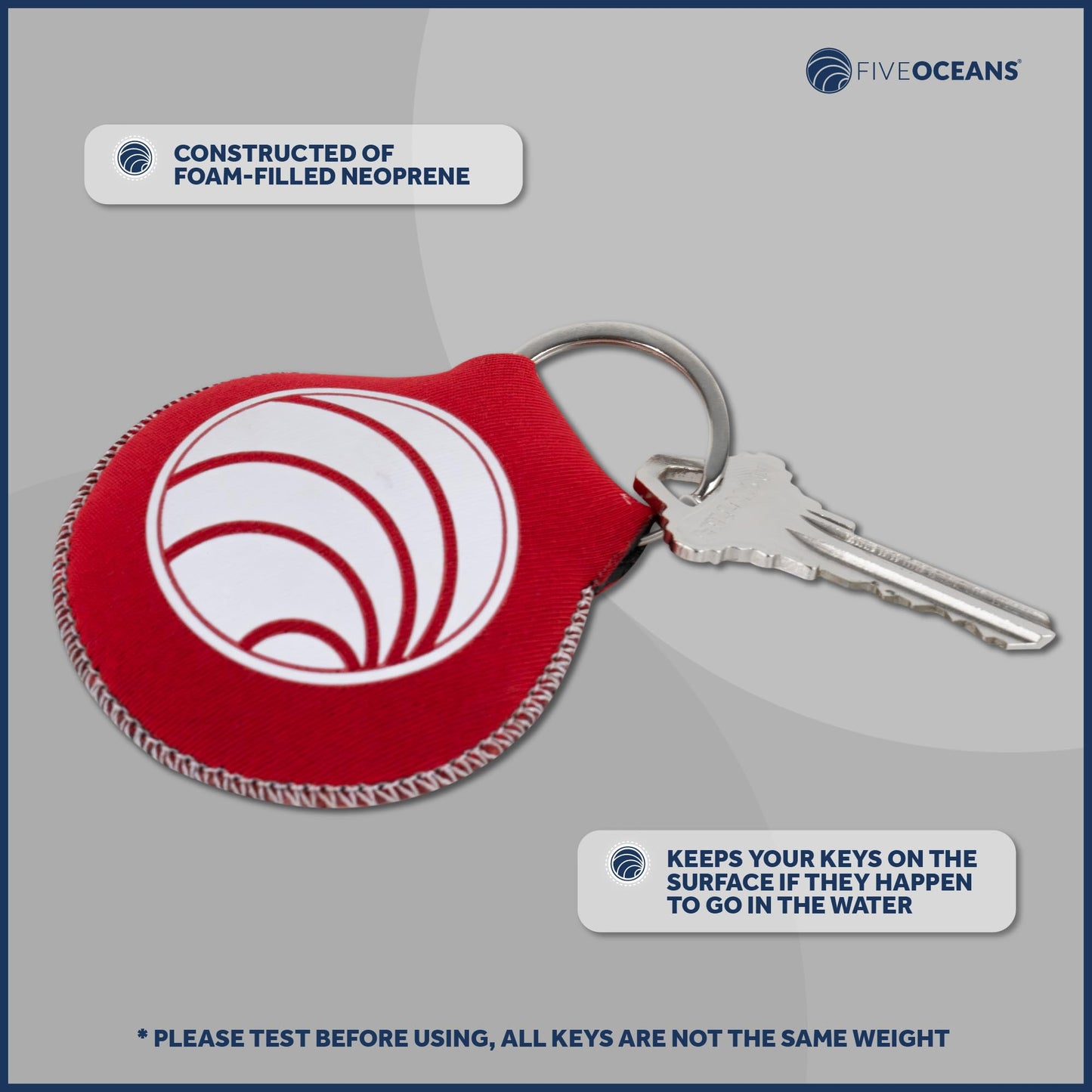 Five Oceans Floating Neoprene Keychain, Red - FO4495-R