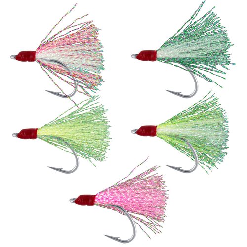 Dr.Fish 15 Pack Teaser Hooks 1/0 Striper Flounder Rig Hi-lo Rig Fishing Jig Replacement Single Fishing Hooks Mylar Flash Teasers for Saltwater & Freshwater Mixed