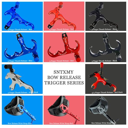sntxmy Bow Release for Compound Bow, Archery Release Trigger, Compound Bow Release, Thumb Release. (4 Finger Bow Release, Black)