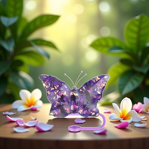 Purple Butterfly Straw Cover Cap for Stanley Cup,Bling Bow Straw Covers Cap Toppers for Tumbler Cups,Dust-Proof Reusable Silicone Tips Lids Protectors for 10mm Cups Accessories
