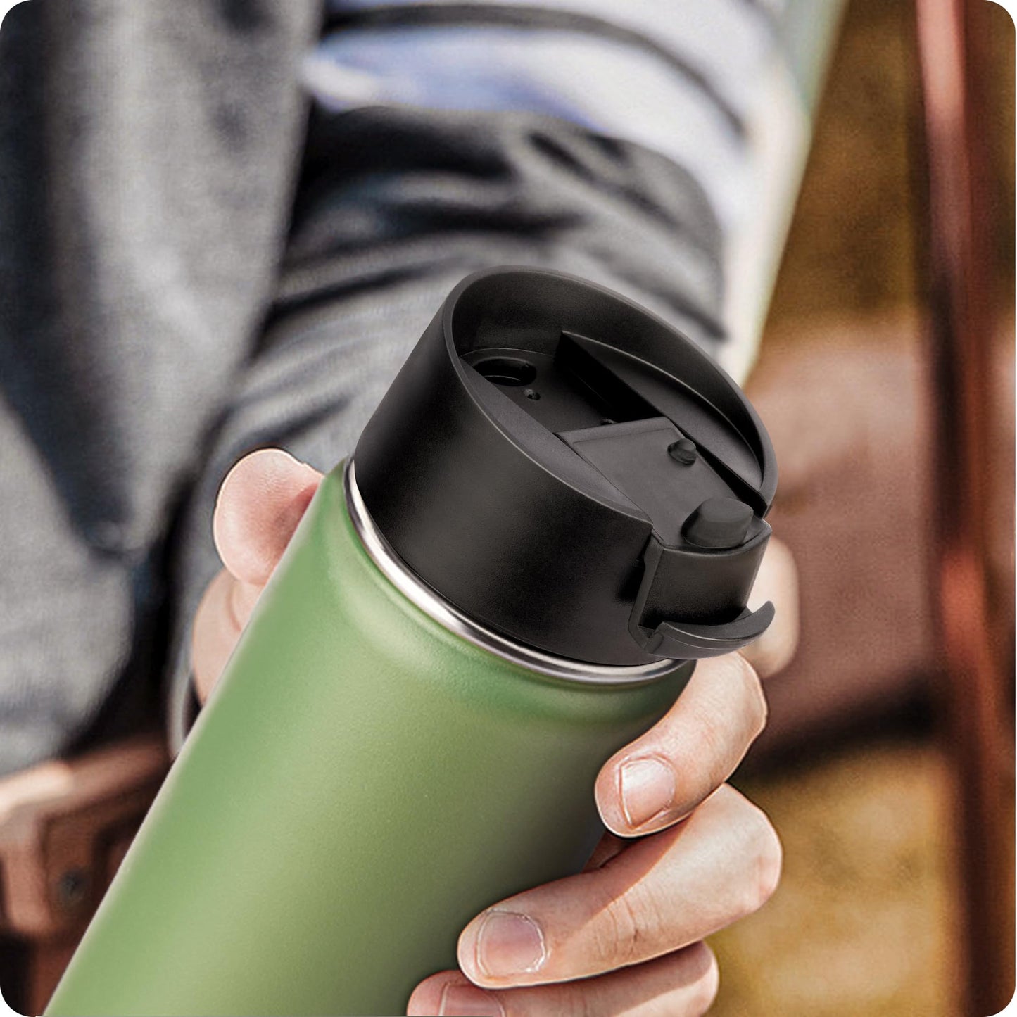 Prurex Flip Lid for Hydro Flask 12 16 18 20 32 40 64 oz Wide Mouth Bottle,Replacement Lid for Hydroflask,Thermoflask,Iron Flask and More 2.28" Wide Mouth Bottles(Black 1 Pack）