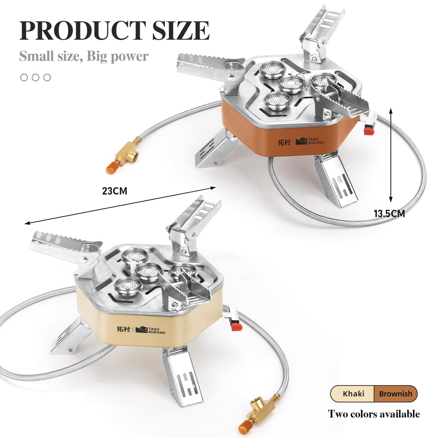 AIROKA 12800W Collapsible Portable Butane Camping Stove with Carrying Case,Electronic Ignition,Mini Stove for Outdoor Camping, Hiking, Hiking and Picnicking (Dark brown)