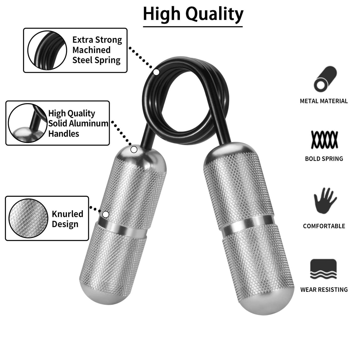 LOQATIDIS Mini Grip Strength Trainer, Metal fingers thumb Hand Grip Strengthener, Hand Rehabilitation Finger Strength Training Muscle Building, Suitable for Teenagers Adult Kids (Silver)