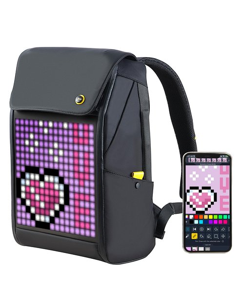 Divoom Pixoo M LED Backpack - Customizable LED Screen for Anime Raves and Motorcycles Smart Stylish and Functional Backpack with Bluetooth for Adults