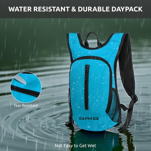 GRIO Lightweight Packable Daypack for Women Men, 15L Hiking Backpack, Water Resistant Daypack (blue)