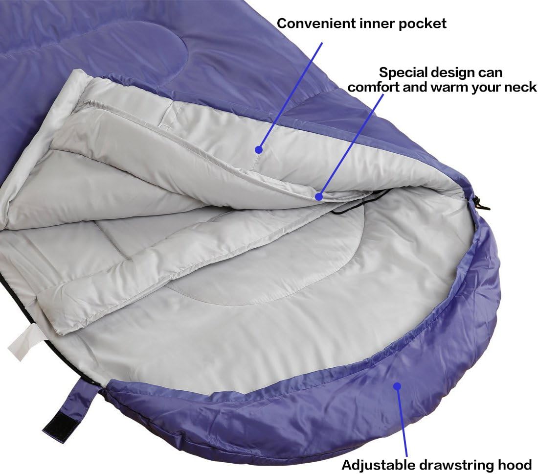 3-4 Season Sleeping Bag for Adults & Kids, Lightweight Warm Cold Weather Camping Bag with Waterproof Compression Sack – Portable for Hiking, Backpacking, Traveling & Outdoor Adventures