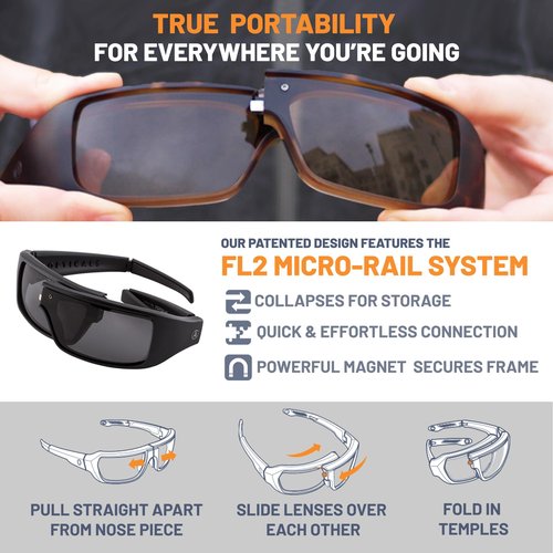 POPGEAR Mens Sport Sunglasses, Womens Polarized Sunglasses, Grilamid TR90, Made in Italy, Easily Collapse For Compact Storage - Polarized Sunglasses, Matte Black Frame, Gray Lenses