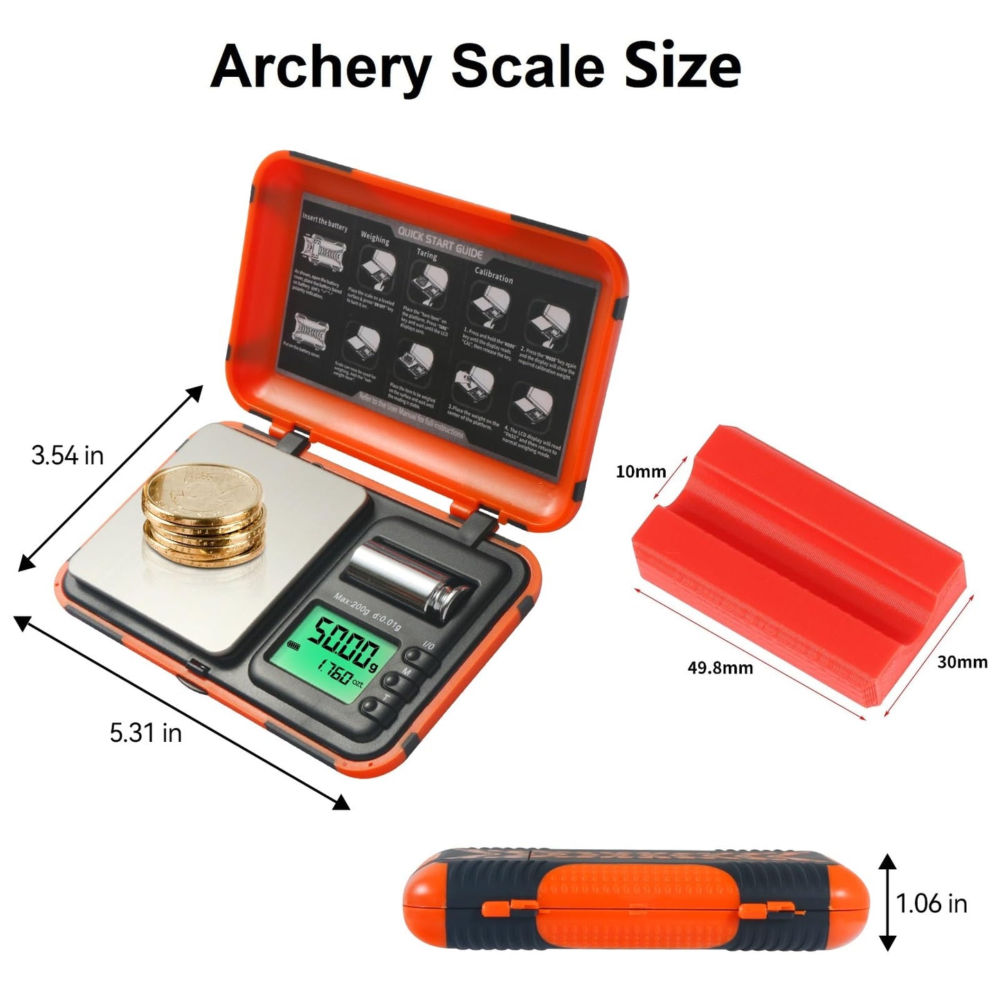 AHOSOUTLY Digital Archery Arrow Scale with Holder - 200g x 0.01g Precision, Dual Units and LCD HD Display, Portable Grain Scale for Arrow Tips & Arrows - Includes Calibration Weights & Batteries