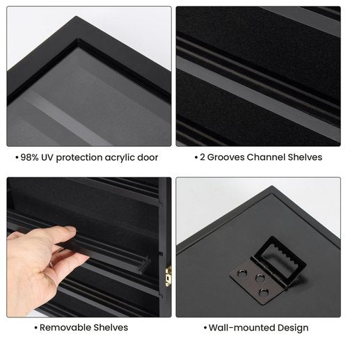 TJ.MOREE Minifigure Display Case for Collectibles, Mini Figure Display Case Wall Mount, 11 x 13.4 inches Black