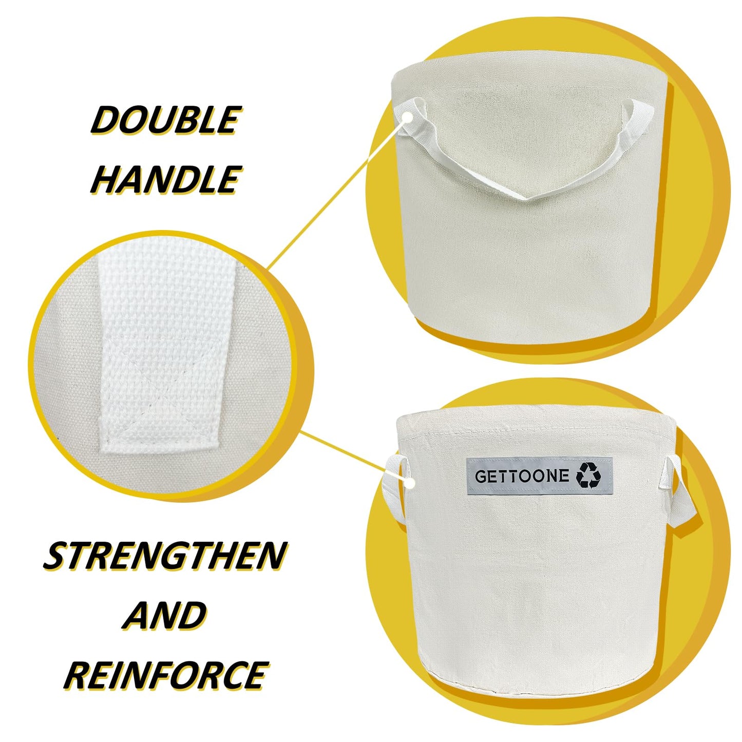 GETTOONE Collapsible Ice Bucket for Drinks, White Party Cooler with Insulated Lining & Carry Handles, Portable Folding Champagne Wine Beer Bucket for Indoor Outdoor Event (M)