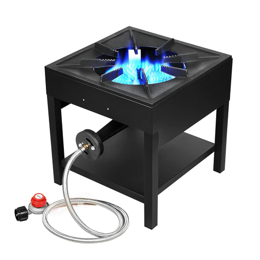 Vivicreate 185000 BTU Camping Camp Range Chef Griddle Outdoor Kitchen Garden grill propane gas 0-20 PSIG high pressure cook Stove Burner estufa Quemador cusina (Cast Iron)