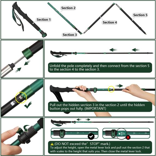 TheFitLife Anti Shock Trekking Poles + Folding Poles Aluminum