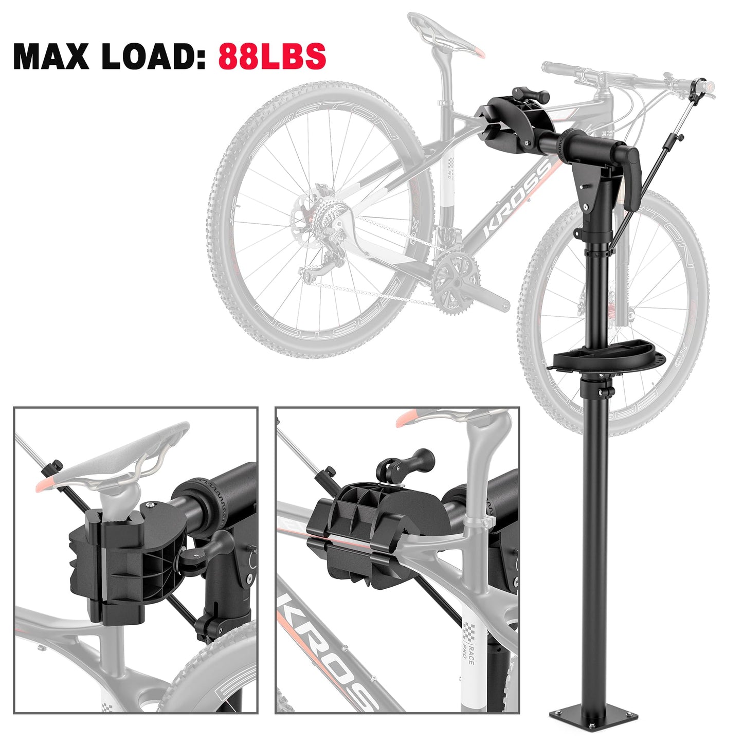 CHEPARK Bike Repair Stand - Max 88lbs Garage Floor Stand Rack Workstand for Mountain and Road Bikes
