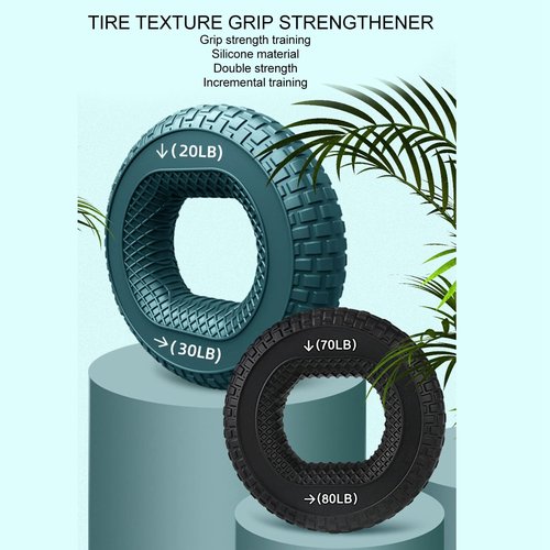 Grip Exercise Ring,70 to 80LB Hand Grip Strengthener Soft Silicone Portable Tire Texture Forearm Finger Exerciser Grip Strength Trainer Ring Black
