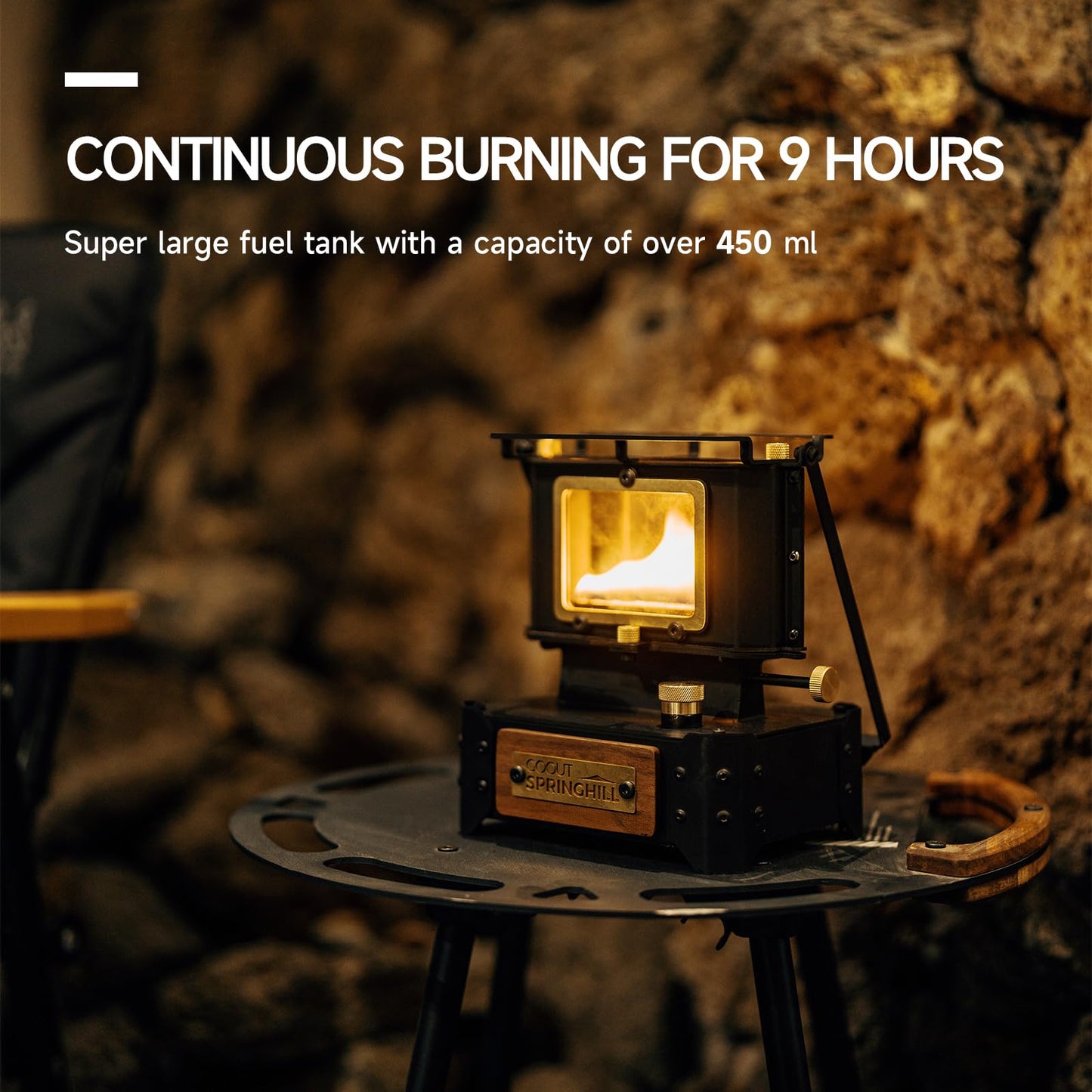 GOOUT SPRINGHILL Camping Oil Lantern Emergency Oil Lamp with Handle for Outdoor Lighting Warming Portable Stove for Cooking Black