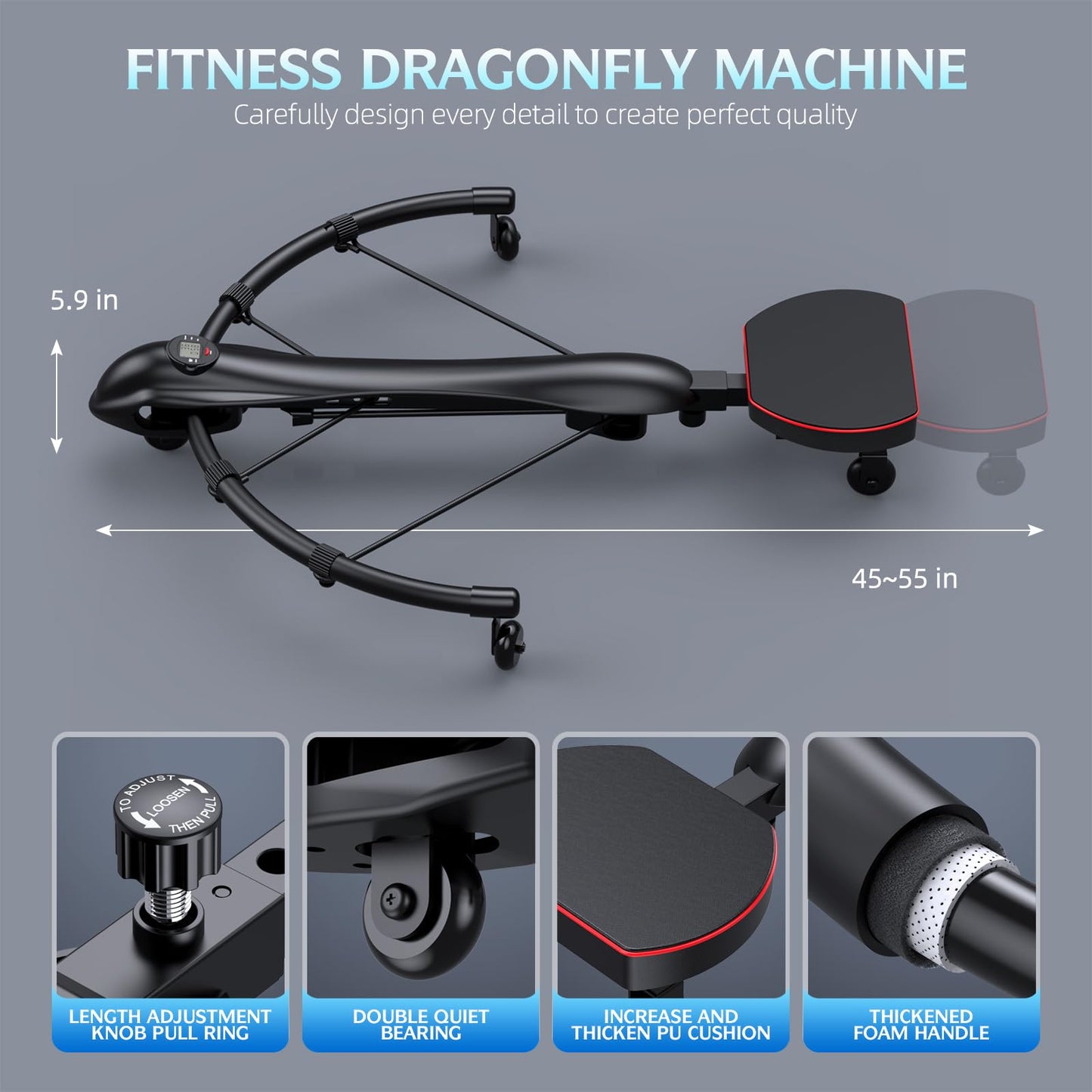 Home Gym, 6-in-1Multi-Functional Exercise Equipment, upper body Strength Training and Full Body Core Workout, Adjustable Ab Trainer Machine, Best Home Workout.(Matte black）