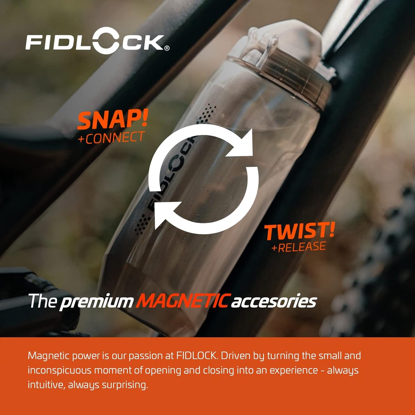 FIDLOCK Twist Replacement Bottle 450ml/15oz | Includes Twist Bottle Only (Twist Base Not Included) | Smoke