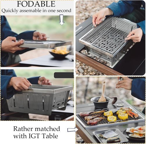 windhike Naturehike Portable Charcoal Grill, Folding Portable BBQ Charcoal Grill Compact Mini Smoker Small BBQ Grill for Garden Backyard Party Picnic Travel Outdoor Cooking Use(Small)