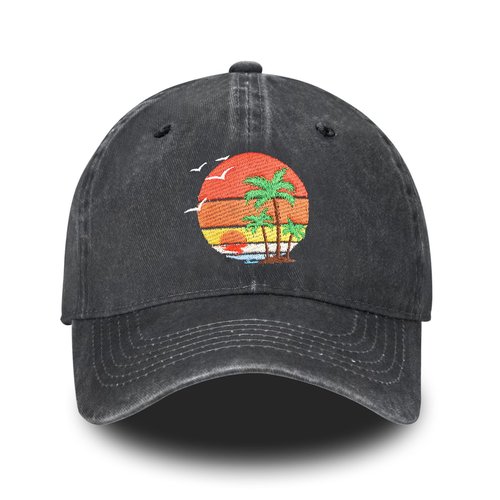 Betyiwling Palm Tree Baseball Cap for Women Men Embroidery Adjustable Washed Distressed Trucker Hat