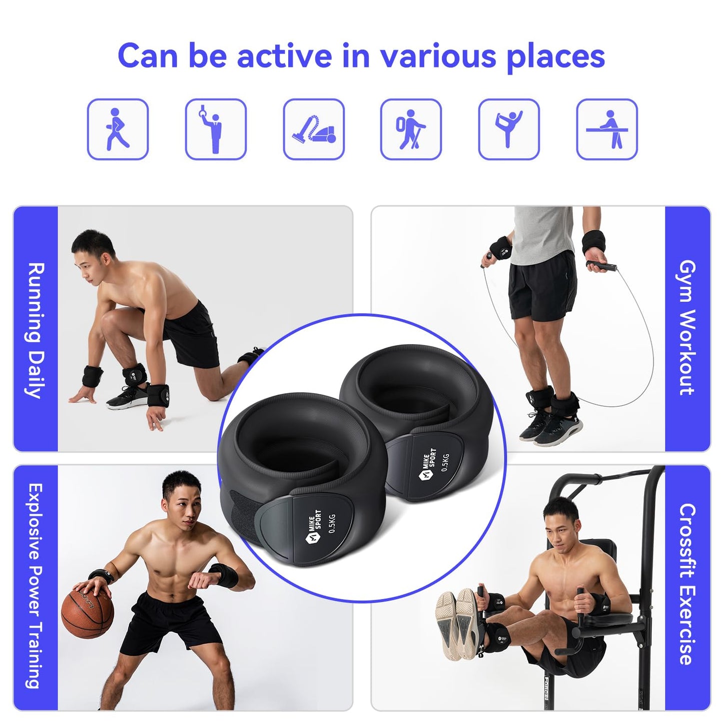 Ankle Weights,Strength Training Wrist and Ankle Weights Sets For Women Men 2lb 4lb 6lb 8lb Leg Arm Weights Straps for Fitness,Yoga,Running,Workout,1kg/2.2Lbs Each Ankle