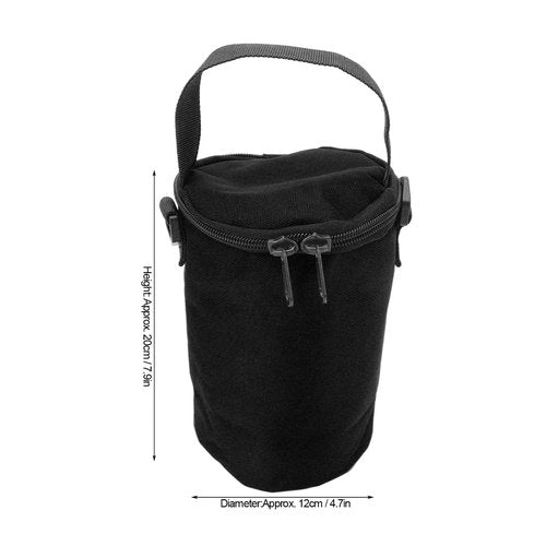 MOUMOUTEN Gas Cylinder Cover, Camping Gas Lamp Lights Handle Bags Double Zipper Portable Propane Tank Carrying Bag Multifunctional Pouch with Shoulder Strap for Camping Hiking(Black)