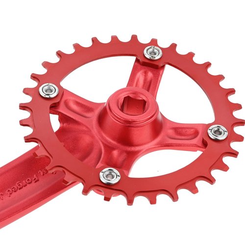 PETCHOR Square Taper Crankset MTB, Mountain Bike Single Speed Crankset, Bicycle Crank Arm Set 170mm 104BCD, 36T Chainring & Bolts, Red