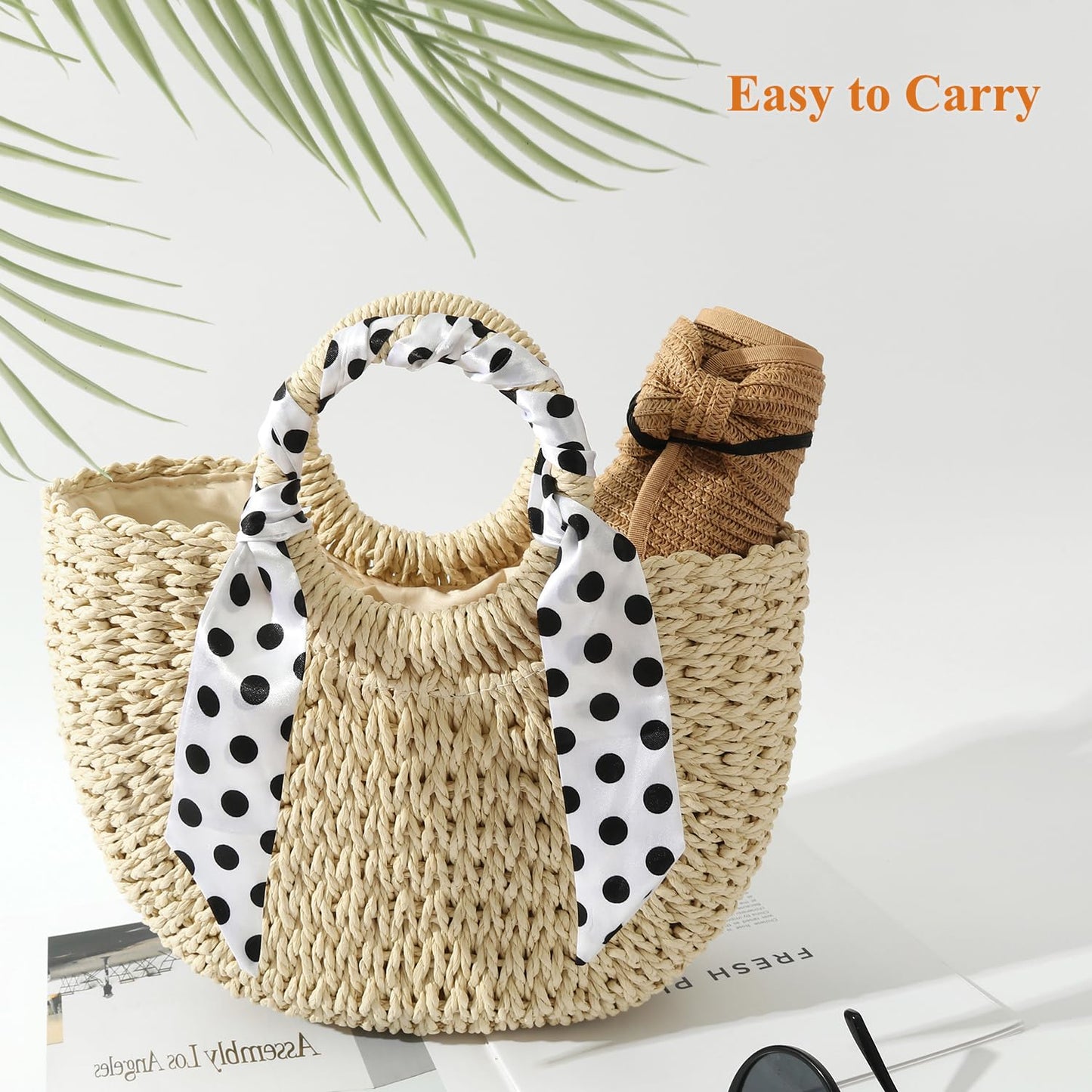 2Pcs Foldable Straw Sun Visor Hats,Wide Brim Ponytail Summer Beach Hat, Protect Your Skin Easily Perfect for Women Summer Vacation (Natural +Beige)