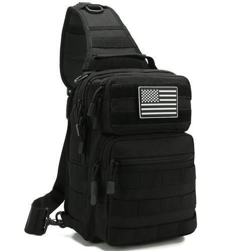 Tactical Sling Bag for men,Shoulder Backpack Molle Assault Range Bags Chest Pack Day Pack Diaper Bag (Black)