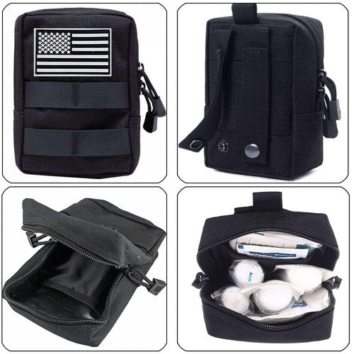 LUYEJKO 3 Pack Molle Pouches,Utility Tactical Pouches and Tactical Bag Attachments (Black)