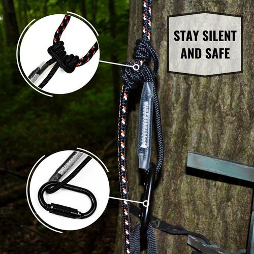 Malta Hunting Safety 30-Foot Reflective Lifeline Rope Set for Tree-Stand Hunting Safety Harness, 300 lbs. Rated
