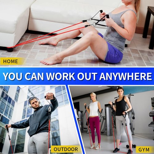WHATAFIT Resistance Bands, Exercise Bands，Resistance Bands for Working Out, Work Out Bands with Handles for Men and Women Fitness, Strength Training Home Gym Equipment