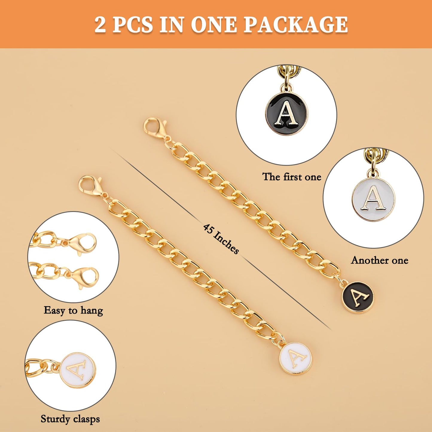 JOOEASI Letter Charm Accessories for Stanley Cup, 2PCS Initial Name ID Letter Handle Charm for Stanley 20 30 40 oz Tumbler with Handle (A)