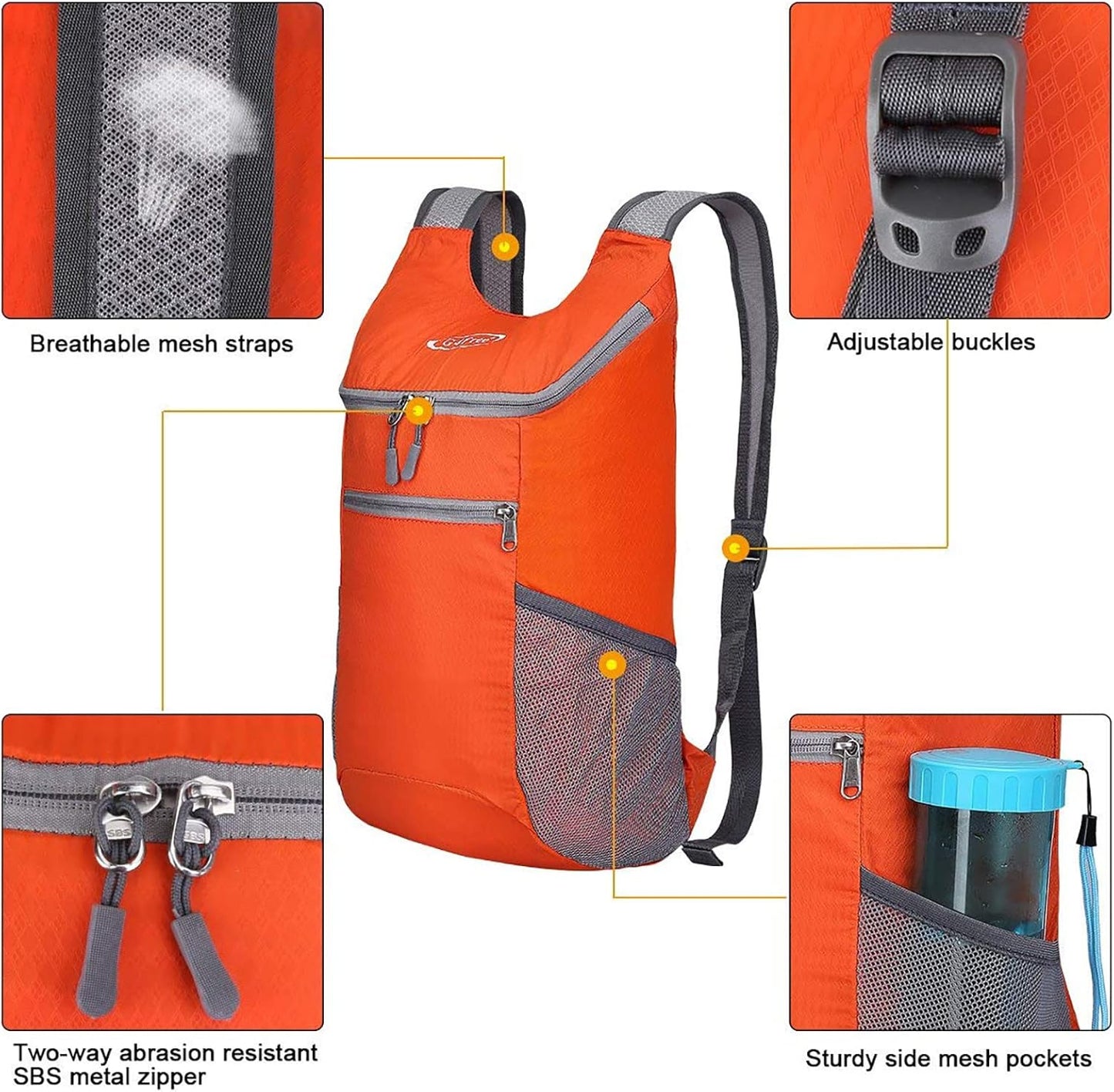 G4Free Lightweight Packable Hiking Backpack for Men Women Small Hiking Daypacks Foldable Shoulder Pack Casual Outdoor Bag 11L