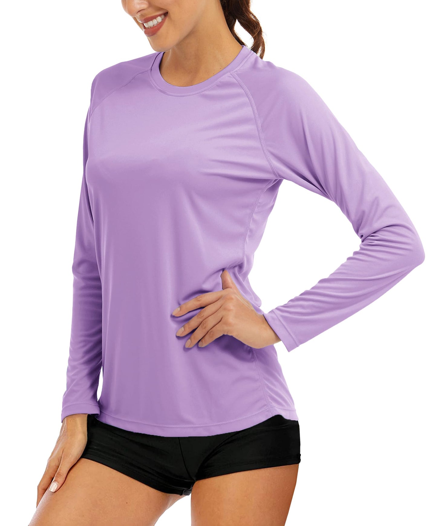 MAGCOMSEN Sweatshirts for Women Running Shirts for Women UV Shirts for Women Workout Shirts Fishing Shirts Womens Long Sleeve Shirts Summer T Shirts Light Purple