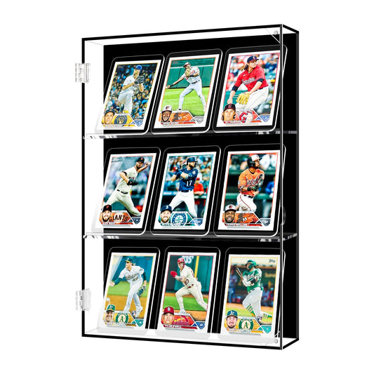 Acrylic Card Display Case ,5 Adjustable Shelves Wall Mount or Tabletop Clear Organizer for Sports Cards, Baseball Championship Rings, Trading Cards, Collectibles, Memorabilia Showcase
