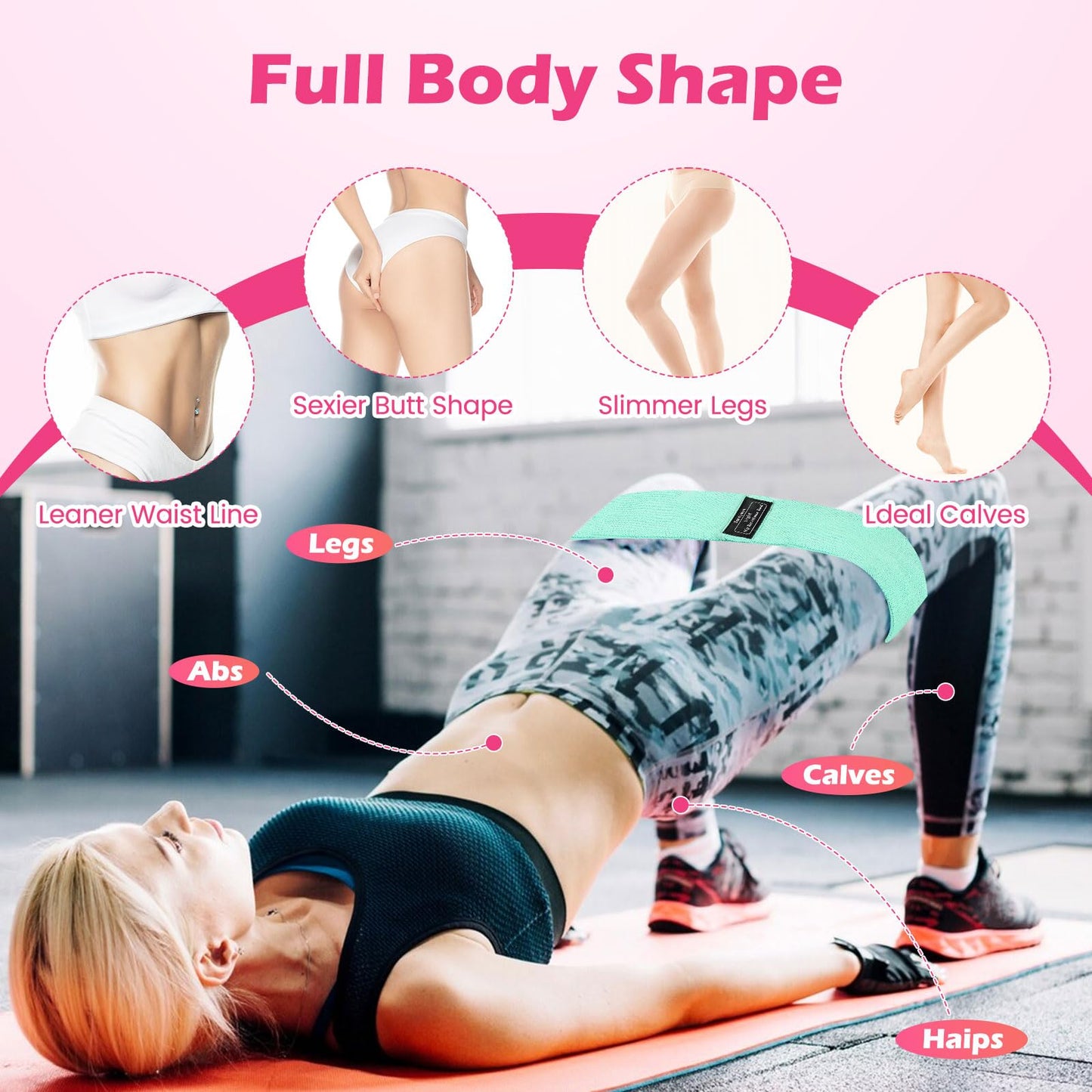 4 fabric hip lift resistance bands for men and women-hip and leg resistance bands, fabric exercise bands for yoga, Pilates and home exercise, with exercise guides (Light Gray, Gray, black)