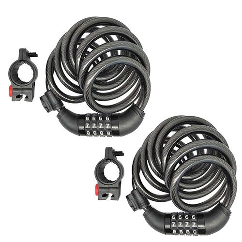 SEPOX® 2Pcs Pack 6FT Extra Long Cable Combination Bike Locks, 4 Digits Retractable Security Lock, 12mm Heavy Duty Anti Theft Anti Rust Cable for Bicycle, Scooter, Gate, Outdoor Equipment, Weatherproof