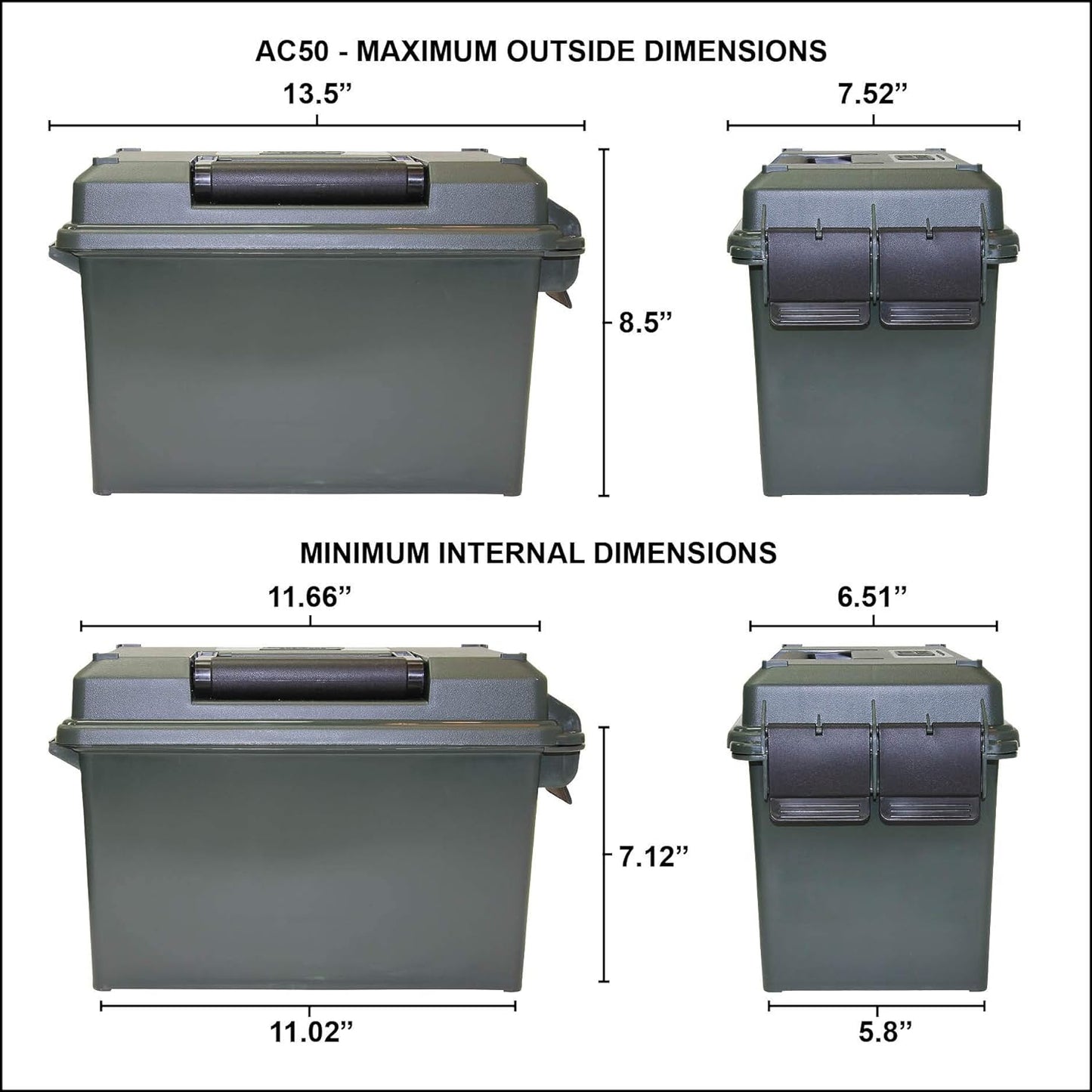 MTM AC4C 4- can Ammo Crate, Convenient size, Stackable, easy carry and transport of 30 caliber ammo, Rugged tactical carrying crate, USA Made, 23.6"L x 11.25"W x 7.5"H, Brown