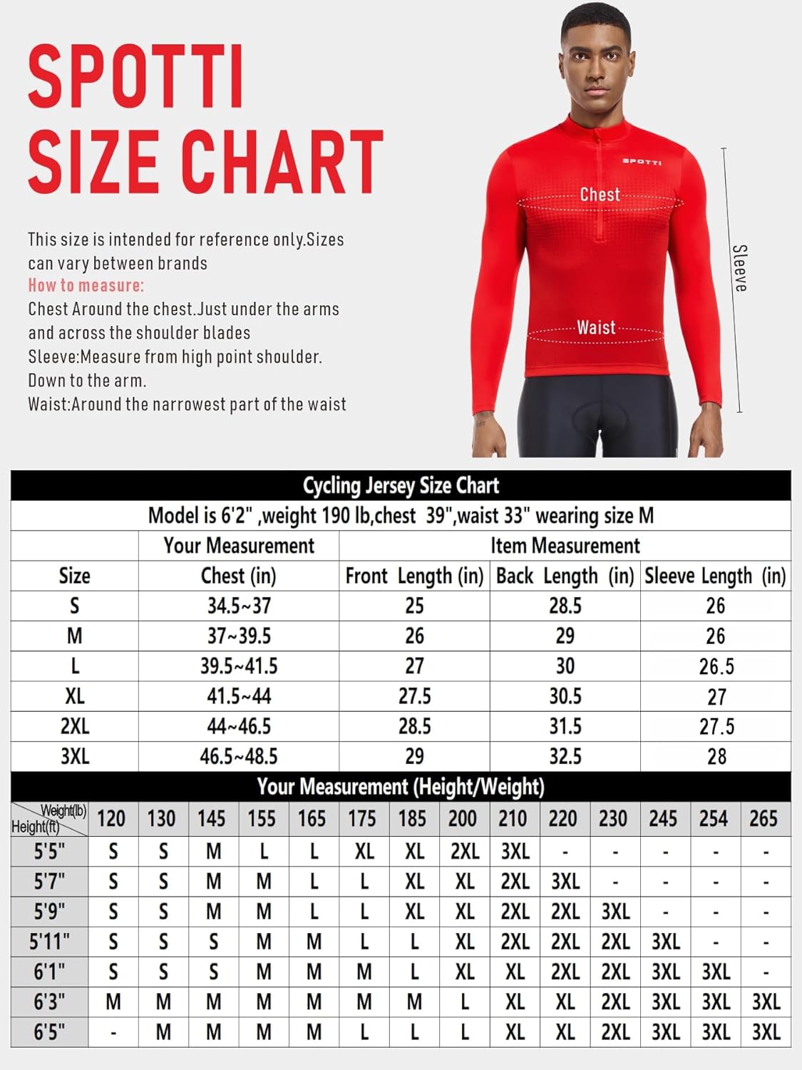 Spotti Men's Cycling Bike Jersey Long Sleeve with 3 Rear Pockets - Moisture Wicking, Breathable, Quick Dry Biking Shirt