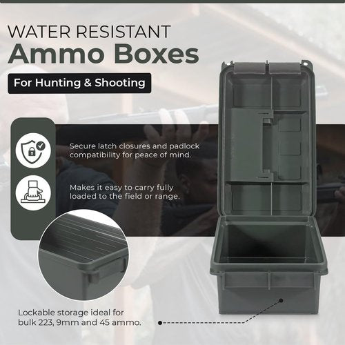 Prothens Lockable Ammo Storage Case for Ammo Cans | Military Waterproof Case & Airtight Ammo Containers Box | Ammunition Storage Boxes | Hunting Gear & Shooting Accessory | Water and Dust Resistant