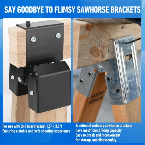 GZQIUYI 2 PCS AR500 Steel 2x4 Target Stand Brackets, High Strength Welded Construction Target Hanger/Holder, Spare Part, Heavy Duty A-Frame Swing Sets Brackets, Adjustable Legs for 2x4 Wood Board