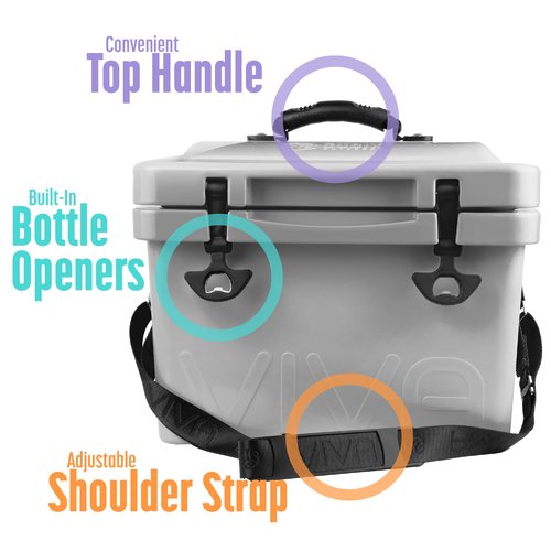 Cubix Outdoors Viva 14qt On-The-Go Personal Portable Hard Cooler Ice Chest | Everyday, Beach, Sports, Gatherings, Groceries/Market (Cloud Grey)