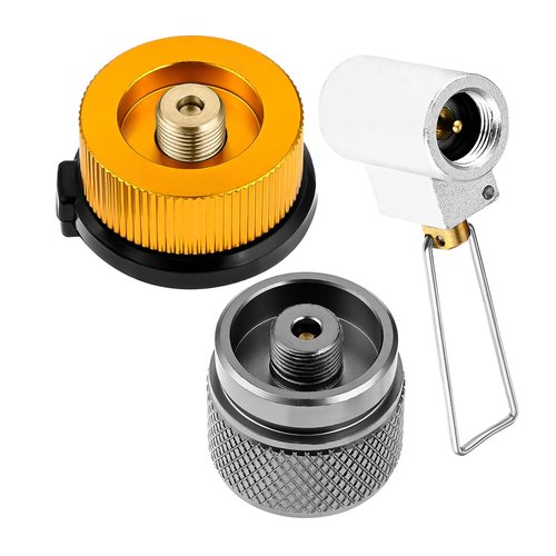 PETCHOR 3PCS Camping Stove Gas Refill Adapter Set, Propane Isobutane Butane Valve Converter, Refill Gas Shifter Universal Bottle for Camping Grill