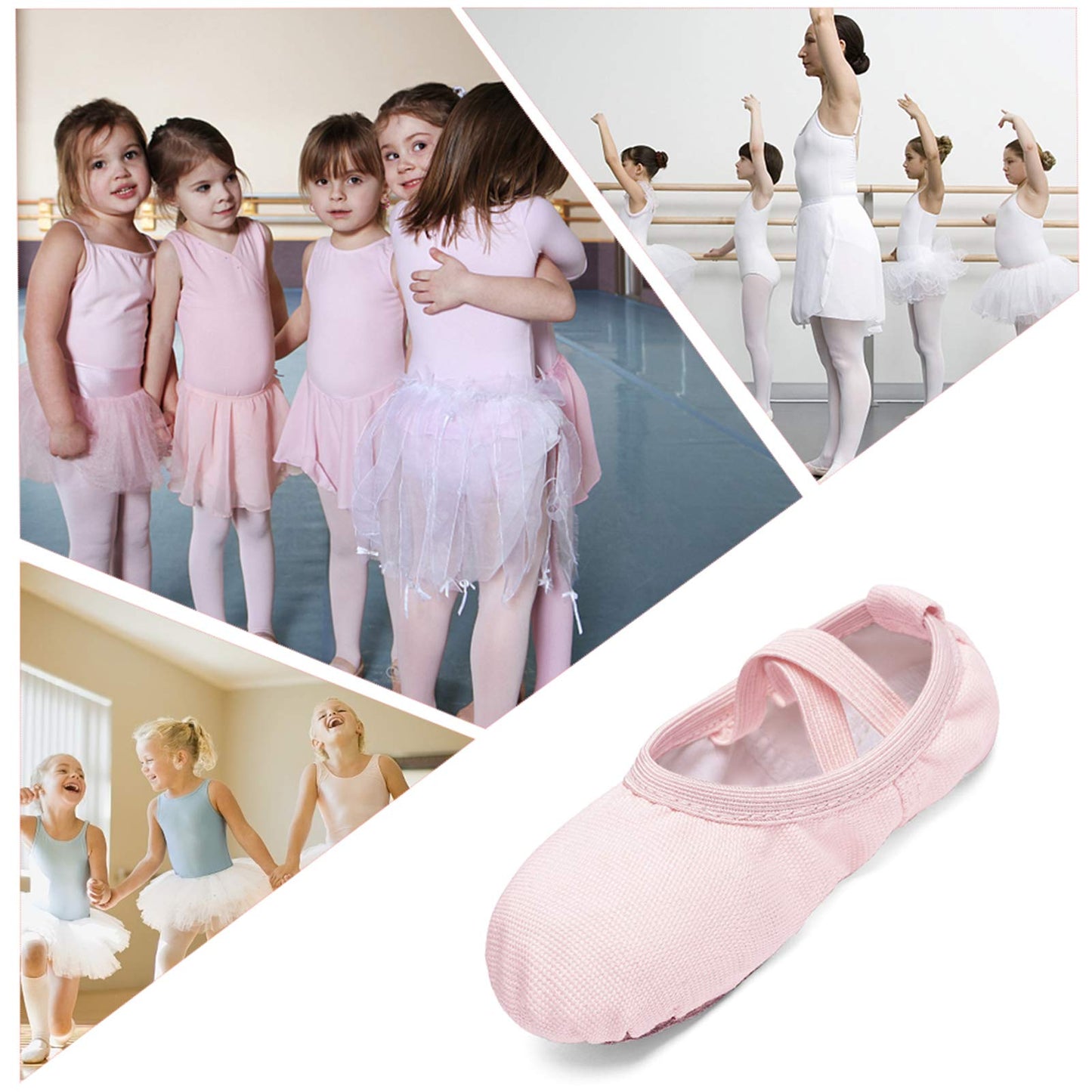 Stelle Canvas Ballet Shoes Toddler Girls Ballet Slippers No-Tie Boys Dance Shoes