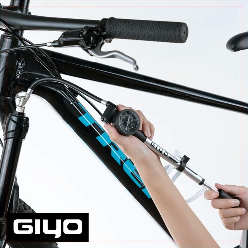 GIYO High Pressure Shock Pump (350 PSI) – Strong Lever Lock for No Air Loss, Aluminum Barrel, 1.5" Dial Gauge, Micro-Adjust Bleeder, 360° Rotating Hose, Taiwan-Made