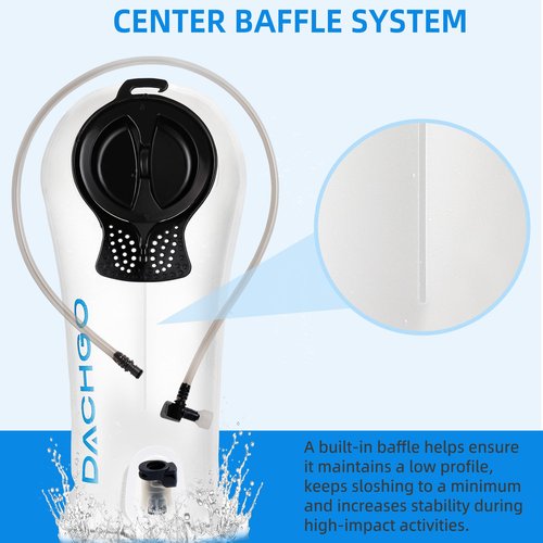 Dachgo Hydration Bladder, 1.5L 2L 3L Water Bladder for Hiking Backpack, BPA-Free & Taste-Free Hydration Water Reservoir, Camping Cycling Running (Clear White, 1.5L)